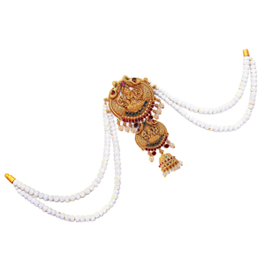 Premium Lakshmi Jada Billai Necklace with White Bead Maatil - Product Image 2