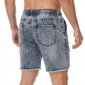 Summer <b>Men</b> Denim Ripped Shorts <b>Jeans</b> Street Fashion Denim <b>Jeans</b> Shorts <b>Men's</b> <b>Drawstring</b> Waist Denim Street Shorts <b>Mens</b> - Product Image 3