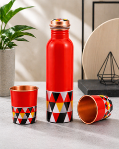 Ensemble de Bouteilles Portables en Cuivre à Grande Capacité avec Impression Meena Classique Premium pour la Santé Ayurvédique et la Consommation Quotidienne - Product Image 3