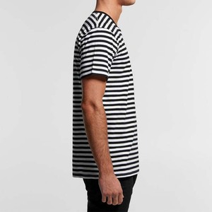 เสื้อยืดลายทางผู้ชายแฟชั่น ทันสมัย สวมใส่สบาย ทนทาน เหมาะสำหรับใส่ลำลองและใส่ทุกวัน ผ้าฝ้าย 100% เสื้อผู้ชายไซส์ใหญ่ - Product Image 4