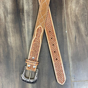 Ceintures en cuir suédé de qualité supérieure faites à la main avec point de botte et tissage de panier occidental ceintures de Cowboy et de Cowgirl en cuir de vache pour hommes et femmes - Product Image 4