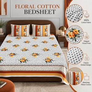 Juego de Ropa de Cama Floral Resistente a la Decoloración, 100% Algodón, Estampado a Mano, 300 Hilos, Sábana de 1.8m, Funda de Almohada, para Todas las Temporadas |   Decoración Premium - Product Image 5