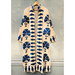 Manteau long de style kimono en velours Suzani fait main, grande taille, hiver, broderie écologique - Product Image 1