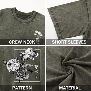เสื้อยืดพิมพ์ลายฟอกสีสไตล์วินเทจสำหรับผู้ชาย ขายส่ง ผ้าฝ้าย 100% ทรงโอเวอร์ไซส์ สตรีทแวร์ รับสกรีนโลโก้ คอกลม ระบายอากาศได้ดี ทรงพอดีตัว - Product Image 6