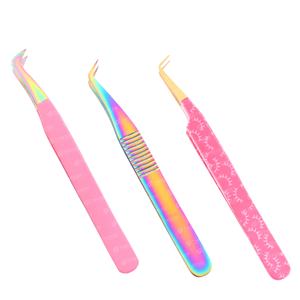 Juego de pinzas para extensión de pestañas de Venta caliente, pinzas de Color de pestañas de volumen, herramientas de maquillaje, Etiqueta Privada, precio al por mayor - Product Image 2