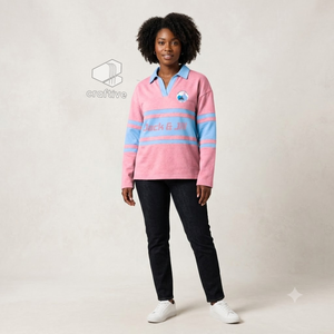 Camiseta de rugby piqué para mujer Jack And Jill Of America con cuello, paneles de color en bloques, estilo universitario, polo de rugby bordado, top deportivo - Product Image 5
