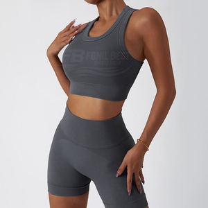 Conjunto Deportivo de 2 Piezas para Mujer, Yoga, Gimnasio, Fitness, Sólido, Antiarrugas, Transpirable, Spandex/Nailon, Cintura Elástica Alta, con Logotipo Personalizado - Product Image 6