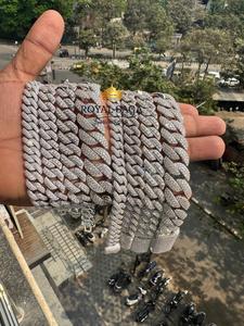 Cadena Cubana de Plata 925 de 16 mm Personalizada con Moissanita, Fabricante de Collares Cubanos Miami con Diamantes Cultivados en Laboratorio VVS para Hombre - Product Image 5