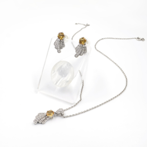 925 Sterling Silver Natural <b>Citrine</b> <b>Pendant</b> Earring Set Rhodium Plated OEM ODM Fine Jewelry - Product Image 2