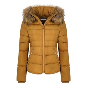 Chaqueta Acolchada de Invierno para Mujer con Capucha con Ribete de Piel, Manga Larga, Relleno de Poliéster, Abrigo Grueso y Cálido - Product Image 1