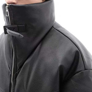 Veste matelassée en cuir NESTA SPORTS pour homme, manteau d'hiver avec logo personnalisé, poches zippées, rembourrage en duvet, capuche épaisse - Product Image 4