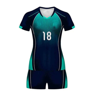 Ensemble d'uniformes de volley-ball d'été personnalisés unisexes pour adultes, sublimés, 100 % polyester, maillot respirant en maille, short à taille élastique, col en V - Product Image 1