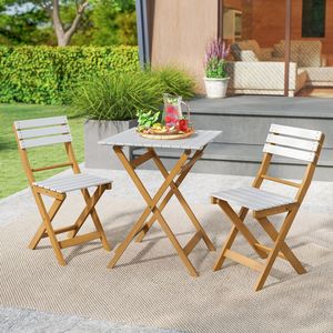 Set Bistrot da Esterno Pieghevole in 3 Pezzi con Sedie e Tavolo Quadrato in Legno di Acacia - Product Image 6