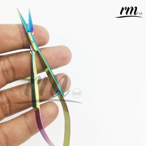 Ciseaux tendance en acier inoxydable multi-plasma coloré avec poignée antidérapante, pointe droite et ressort - Product Image 6