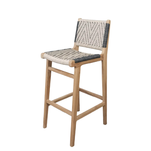 Taburete de Bar de Madera de Teca Sólida Niko con Diseño Moderno y Contemporáneo, Ecológico y Duradero para Espacios Comerciales, Comedor, Taller, Villa - Product Image 3