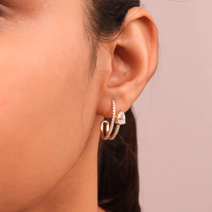 Yellow Gold Pear Cut Diamond Hoop <b>Earrings</b> Luxury Women's <b>Wedding</b> Jewelry - Product Image 3