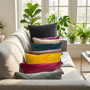 Ensemble de housses de coussin en velours uni multicolore avec des coussins décoratifs en tissu peluche doux pour canapé, chambre à coucher, décoration de la maison - Product Image 3