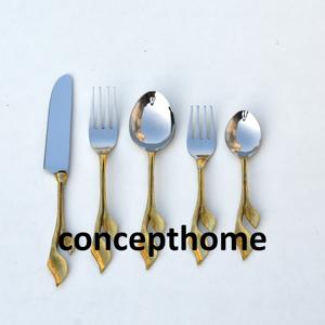 Ensemble de couverts en acier inoxydable de luxe moderne argenté et doré avec finition miroir pour la maison, les mariages, les hôtels et les restaurants - Product Image 4