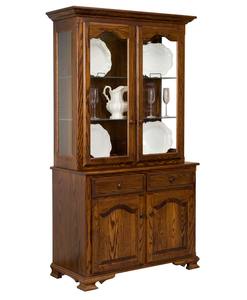 Traditional Wood <b>Sideboard</b> Cabinet with Glass Doors and <b>Storage</b> Drawers for Kitchen and Dining Room Furniture - Product Image 2