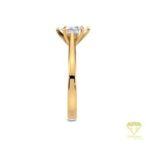 Anillo de Compromiso Solitario con Diamante Cultivado en Laboratorio de Corte Ovalado en Oro Amarillo con Cuatro Puntas, Anillo de Promesa de Boda y Aniversario - Product Image 3