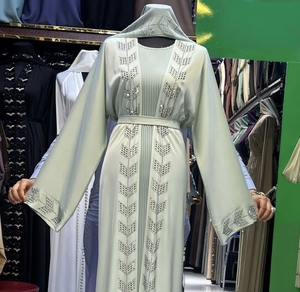 Hot sale 2026 Abaya Stone Work Handmade Sequined Arabic Dubai Style Full Flare Nida Fabric Evening Party Dress - Product Image 4