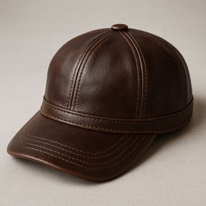 Black Leather Baseball Cap Unisex Casual Four Season 56-58CM Adult <b>Hat</b> - Product Image 3