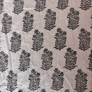 Classic Eco-Friendly Lightweight Hand Block Printed Cotton Fabric Small <b>Black</b> Floral Motif Natural Base 90 GSM for Bags Home - Product Image 3