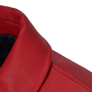 Latest Hot Selling Premium Quality Custom Design Red Real <b>Leather</b> <b>Jacket</b> Streetwear Crew Neck Outdoor <b>Winter</b> Plus Size Men - Product Image 5