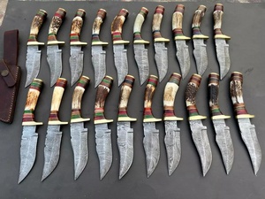 Cuchillo de caza utilitario de acero de Damasco, punta caída, espiga completa, mango de asta de ciervo, 7 pulgadas, grado industrial, venta al por mayor - Product Image 4