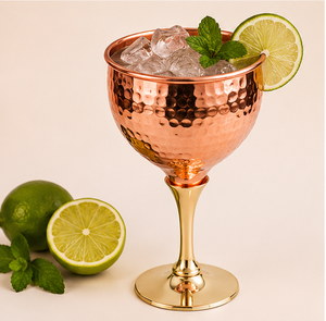 Premium Handcrafted Hammered Pure <b>Copper</b> Wine Goblet With Elegant Brass Stem Metal Cocktail Chalice For Luxury Home Bar Decor - Product Image 4