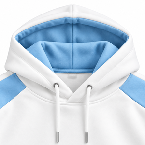 Custom Logo Printed Hoodie <b>Men's</b> <b>White</b> Blue Regular Sleeve Cotton French Terry Casual Autumn Waterproof Pocket Loose <b>Sweatshirt</b> - Product Image 3