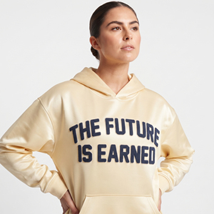 Sweat à capuche oversize pour femme 100 % polyester, épaules tombantes, style sportswear, broderie chenille en polyester épais pour femme - Product Image 5