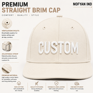 Custom Straight Brim Caps Wholesale | Premium <b>Flat</b> Bill Baseball Caps Manufacturer | OEM ODM Custom Logo Embroidery Snapback <b>Hat</b> - Product Image 5