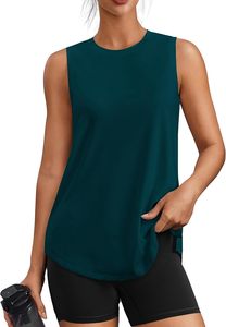 Elegante Camiseta sin Mangas para Mujer, Verde, Cuello Redondo, Tejida, de Secado Rápido, Estilo Deportivo, ODM OEM - Product Image 2