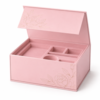 Boîte cadeau magnétique rose personnalisée, boîte d'emballage en papier rigide de luxe avec insert en mousse pour cosmétiques, bijoux, cadeaux