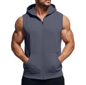 Sudadera con Capucha sin Mangas para Hombre, con Cierre, Felpa Francesa, Color Degradado, Corte Regular Informal, para Otoño, con Bolsillos, Ecológica - Product Image 3