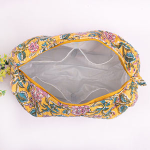 Juego de Bolsas de Maquillaje de Lujo Hechas a Mano con Estampado de Bloques, Ecológicas, Resistentes al Agua, de Gran Capacidad, para Guardar Cosméticos de Viaje - Product Image 5