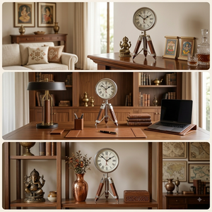 Wooden Adjustable Tripod <b>Table</b> <b>Clock</b> Mechanical Movement Silent Hourly Chiming Vintage Desk <b>Clock</b> Decorative Stand Timepiece - Product Image 5