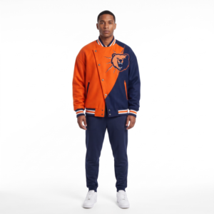 Blouson universitaire asymétrique en satin surdimensionné pour l'hiver, personnalisable avec logo, couleur, lettrage, broderie chenille, chauffant, coupe-vent, OEM - Product Image 1
