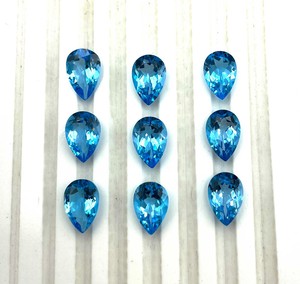 Topacio Azul Suizo Natural, Corte Pera, Facetado, Piedras Sueltas Calibradas, Venta al Por Mayor para Joyería, Gema de Topacio Azul - Product Image 1