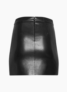 Jupe courte en similicuir taille haute pour femme, fente asymétrique, couleur unie, style brillant et sexy, toutes saisons - Product Image 4