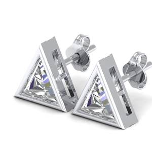 REYES Triangle Shape 2.2 Carat Moissanite <b>Stud</b> <b>Earrings</b> for Women in 14K 18K Solid White Gold <b>Fine</b> Jewelry Anniversary Gifts - Product Image 3