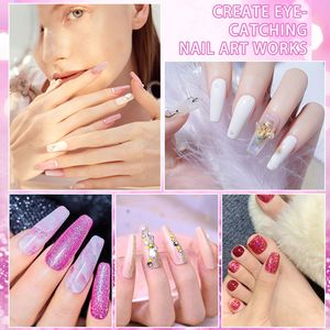 Professional Pink UV LED <b>Nail</b> <b>Kit</b> with Acrylic Powders Base Top Coat <b>Nail</b> Tips Rhinestones Decora 2oz and 1oz Volumes - Product Image 5