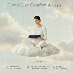 Ensemble de draps et de taies d'oreiller en tissu doux bleu royal |   Tissu doux et respirant |   Literie élégante de couleur unie, confort premium |   2026 Inde - Product Image 4