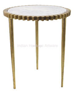 Mesas auxiliares de mármol de diseño moderno, muebles para el hogar con acento de aluminio de alta calidad para sala de estar, oficina y comedor, mesas de centro - Product Image 4