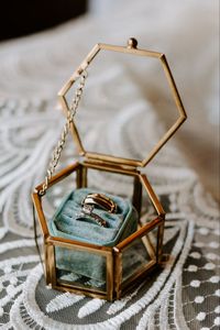 Customized <b>Hexagon</b> Glass Ring <b>Box</b> with Metal Frame, Decorative Storage Organizer Jewelry <b>Box</b> For Wedding <b>Gift</b> & Home use - Product Image 3