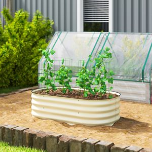 3.4FT X 2FT X 1FT Galvanized Raised Garden Bed Kit Carbon Steel <b>Planter</b> <b>Box</b> with Cream Safety Edging Rusted Finish - Product Image 2