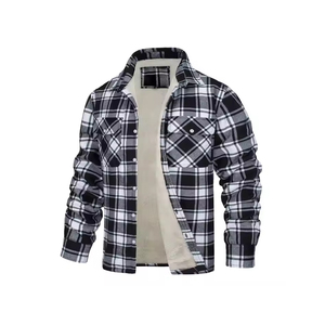 Mens Long Sleeve Stand Collar Plaid <b>Flannel</b> <b>Jacket</b> Soft Warm Comfortable Stylish Button up for Outdoor Office Everyday Wear - Product Image 2