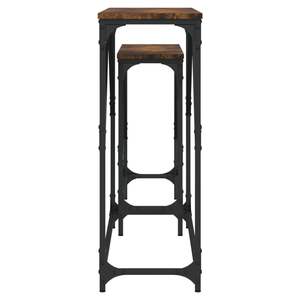 Grande table console gigogne en bois d'ingénierie chêne fumé avec collection de tables consoles métalliques haut de gamme - Product Image 6