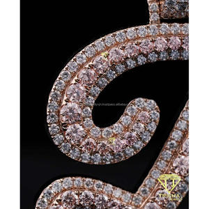 Luxury Script <b>Initial</b> D Pendant Moissanite Diamond 925 Sterling <b>Silver</b> Iced Out Rose Gold Hip Hop <b>Necklace</b> Streetwear Jewelry - Product Image 4